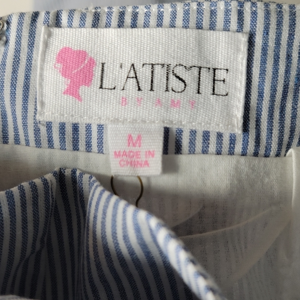 L’atiste by Amy Pinstripe Two-Piece Set Summer Beach Set Size Medium - Picture 14 of 15